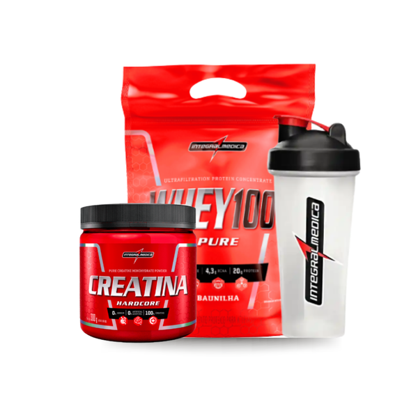 Combo Whey 100% 900g + Creatina 300g + Coq 800 ml Integralmedica