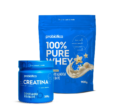 COMBO WHEY CONCETRADO 900G + CREATINA 300G PROBIOTICA